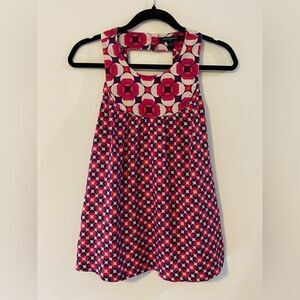 Banana Republic, Pink & Purple Mod/Geometric Babydoll Sleeveless Blouse